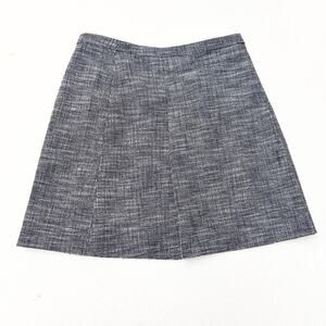 J. Crew Front Pleated Flap Skirt Mini Grid Woven Patter Blue Squares Size 10